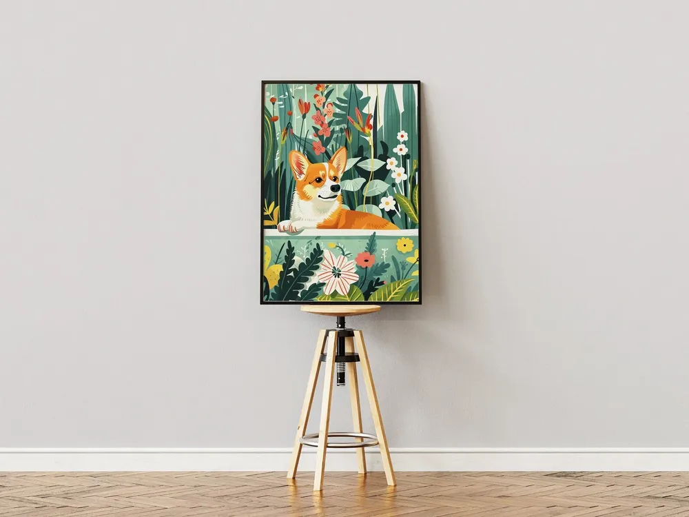 Corgi Jungle Bathtub Tropical Art Print - Image 3