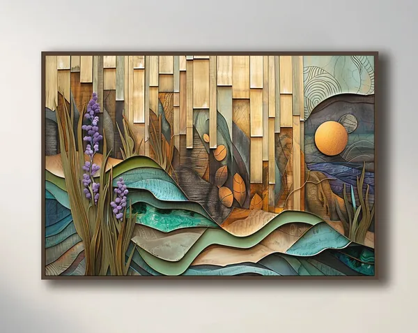 Abstract Nature Landscape Art Print, Modern Surreal Woodgrain