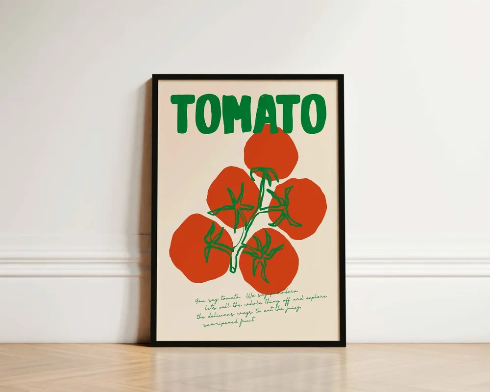 Mid Century Tomato Print, Kitchen Wall Art