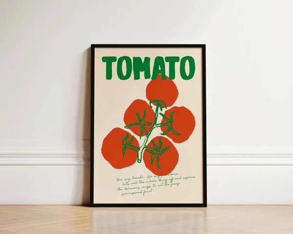 Mid Century Tomato Print, Kitchen Wall Art