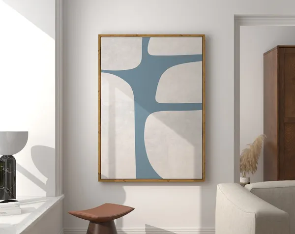 Modern Bracing Blue Light Beige Mid-Century Poster