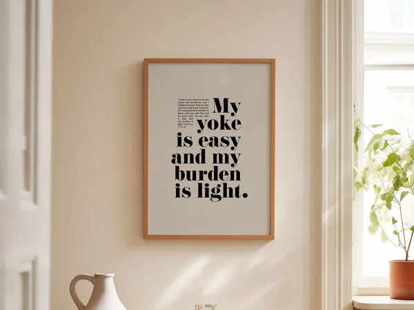 Matthew 11:30 Bible Verse Art Print, Kids Room Decor