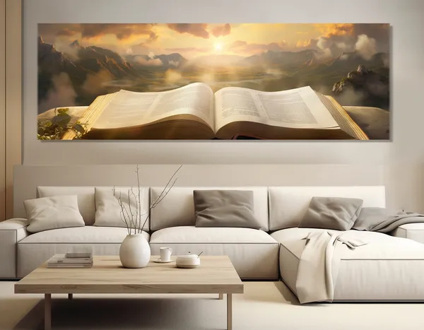 Open Bible Religious Painting, Wall Art Print