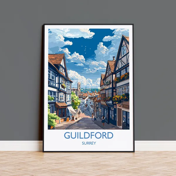 Guildford Travel Poster, Surrey Travel Art Print