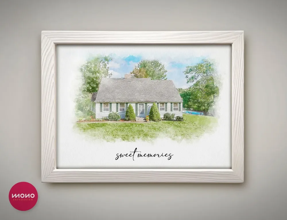House Drawing, New Home Gift Wall Art Print