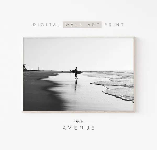 Surfer Print, Summer Beach-Themed Wall Art