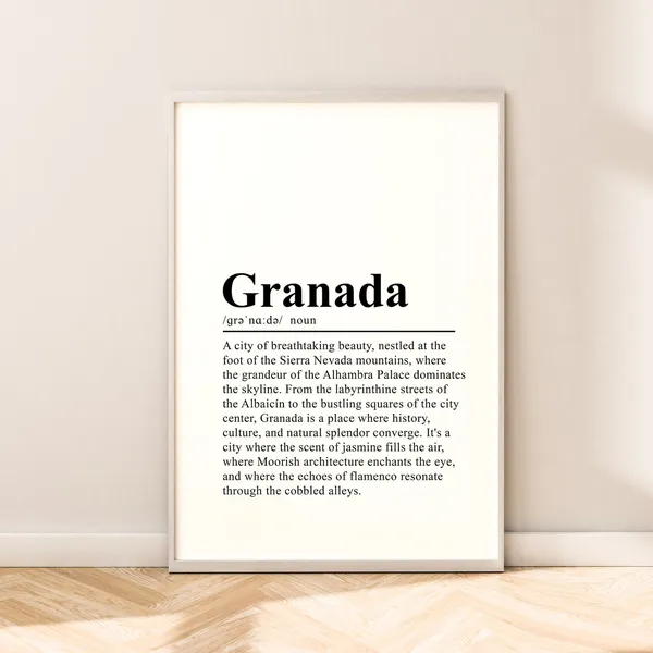 Granada Travel Poster, Minimalist Spain Wall Art