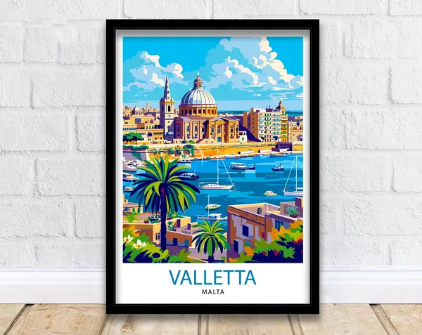 Valletta Malta Travel Poster, Malta Illustration