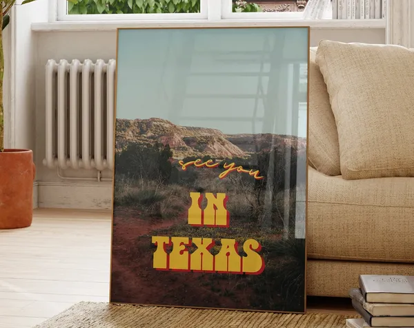 Texas Western Cowboy Landscape Poster Print