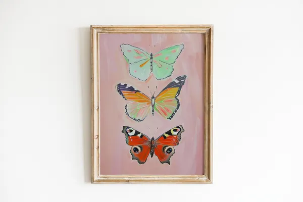 Butterfly Wall Art Print, Preppy Dorm Room Decor