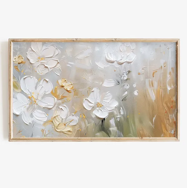 Abstract Flower Painting, Neutral Tones Art Print