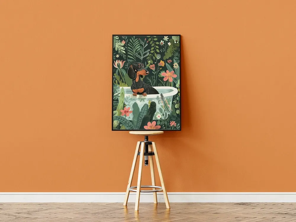 Dachshund Boho Jungle Bathtub Art Print - Image 3