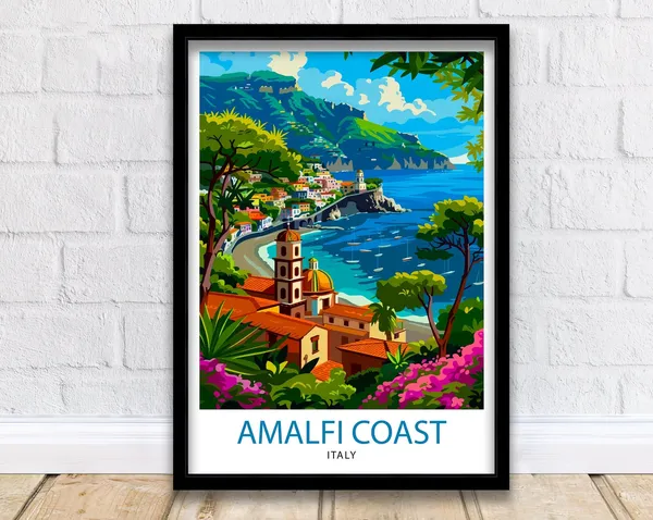 Amalfi Coast Italy Travel Poster, Wall Decor