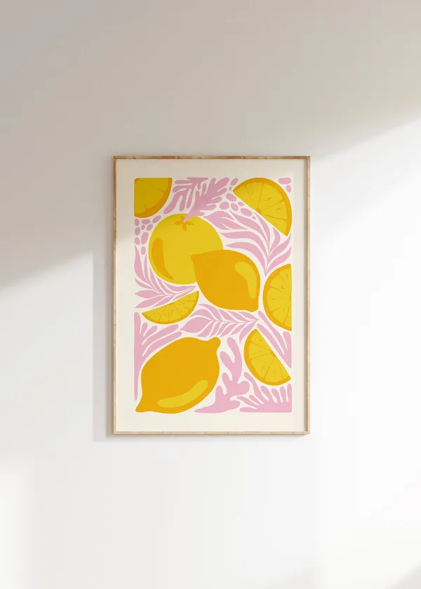 Lemons Art Print, Modern Kitchen Wall Decor