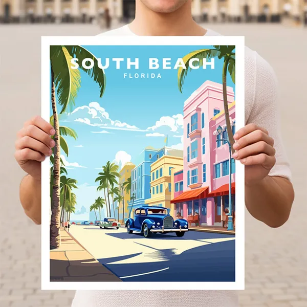 South Beach Miami Beach Ocean Drive Travel Poster