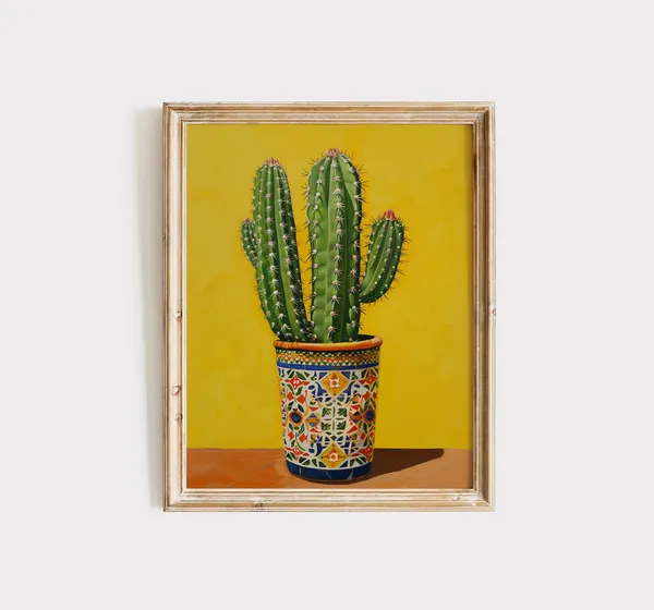Cactus Poster, Moody Watercolor Botanical Art Print