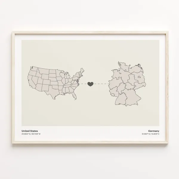 United States to Germany Minimalist Map Art Print