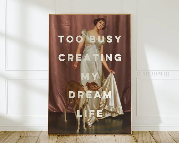 Dream Life Quote Print, Coquette Apartment Decor