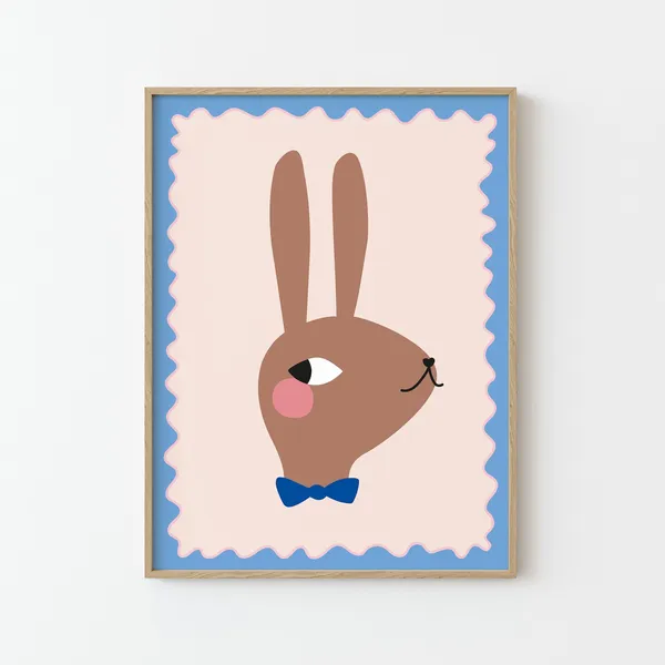 Mr Bunny Print Illustration Poster For Kids Room