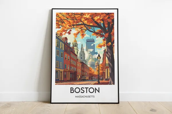Boston Travel Poster, Postcard Wall Decor