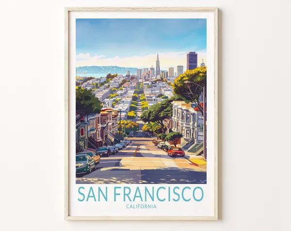 San Francisco Travel Poster, California Wall Art Print