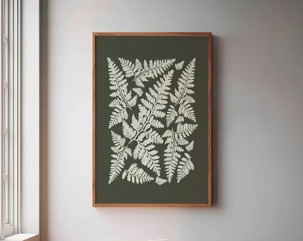 Fern Leaf Stamp Boho Botanical Poster, Apartment Decor