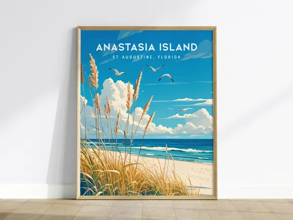 Anastasia Island State Park St Augustine Florida Travel Poster