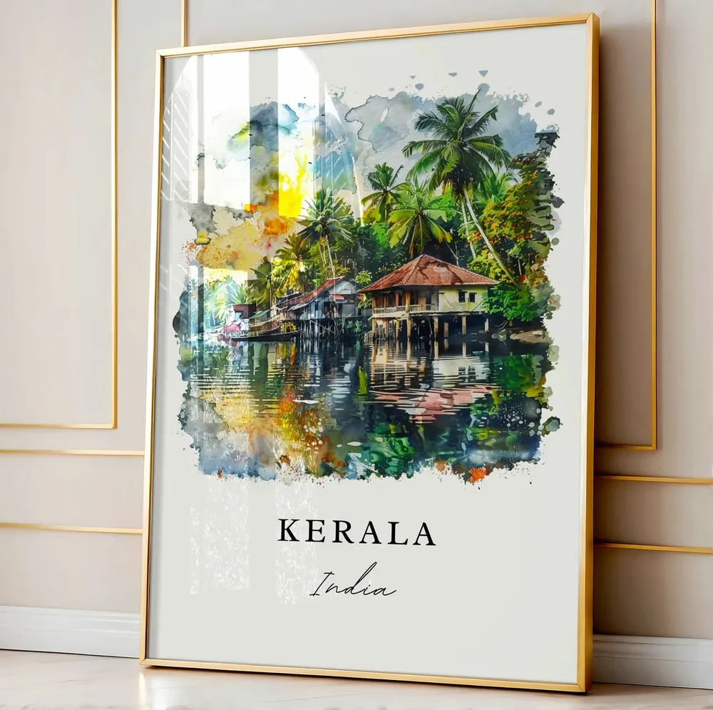 Kerala Travel Poster, Watercolor India Art Print - Image 4