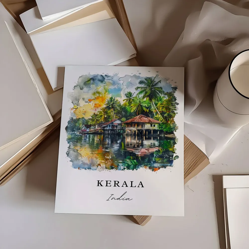 Kerala Travel Poster, Watercolor India Art Print - Image 6