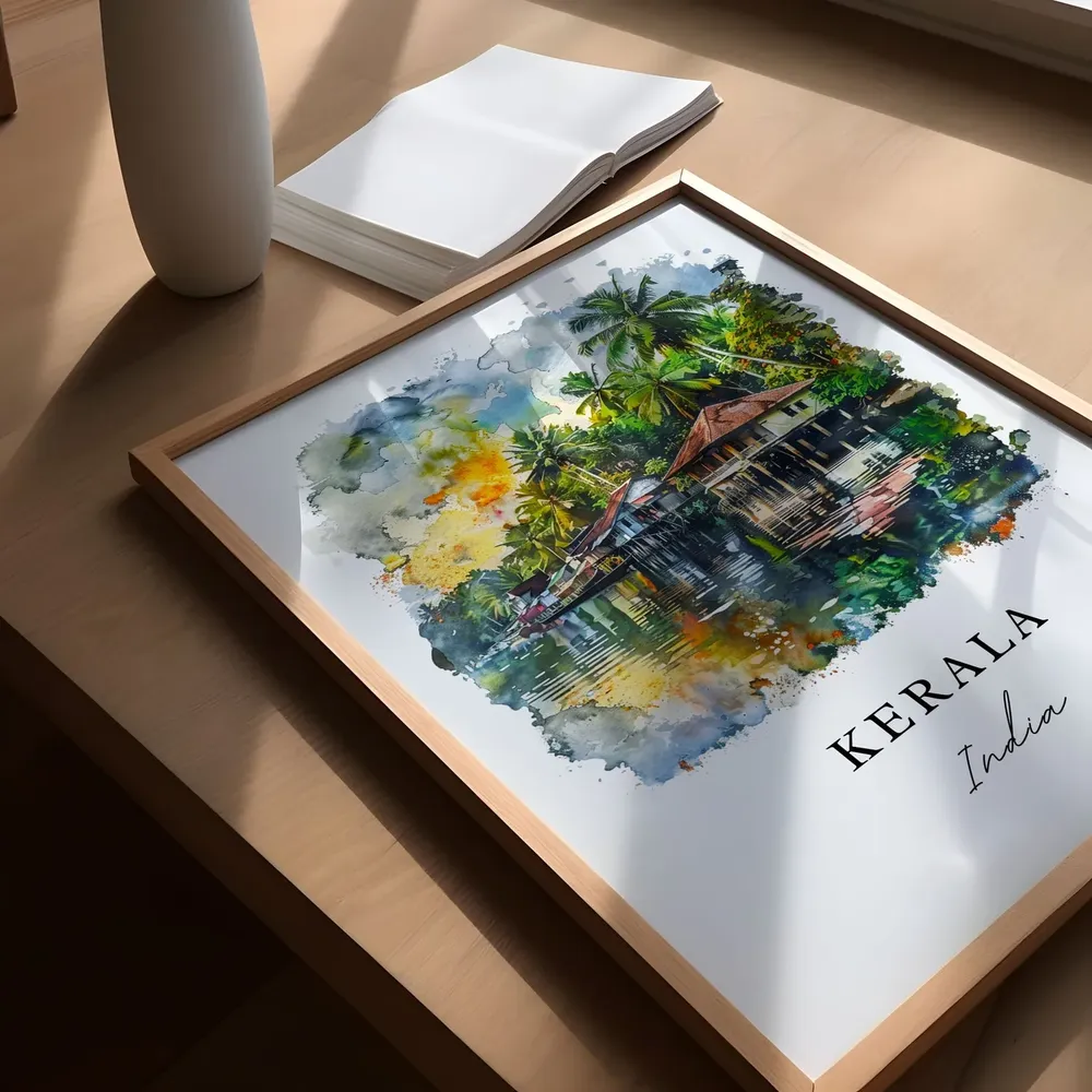 Kerala Travel Poster, Watercolor India Art Print - Image 5