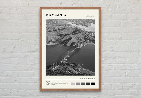 San Francisco Bay Area Black and White Travel Poster