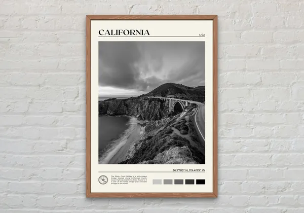 Black And White California Poster Print, Wall Art