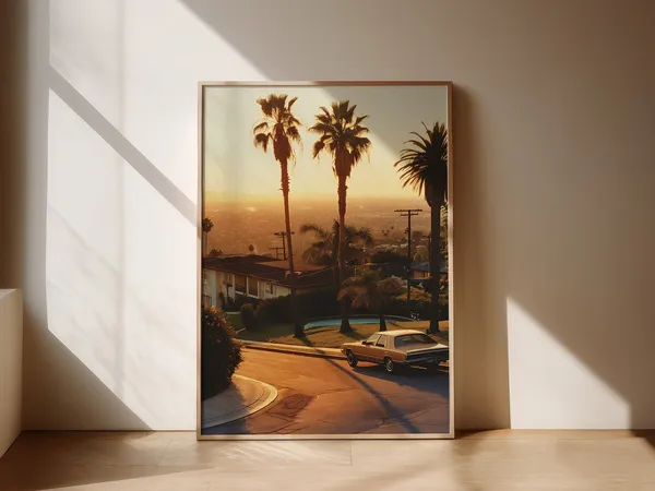 Los Angeles Vintage Travel Poster, Mid-Century Cityscape