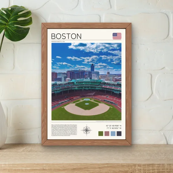 Boston Travel Poster, Massachusetts Wall Art