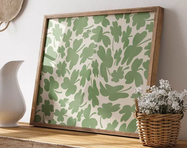 Swirling Clovers Art Print, Farmhouse Holiday Decor