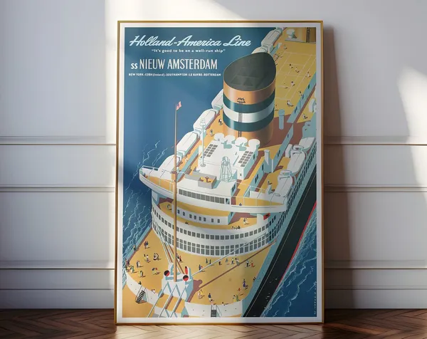 Vintage Holland America Line Exhibition Poster, New York
