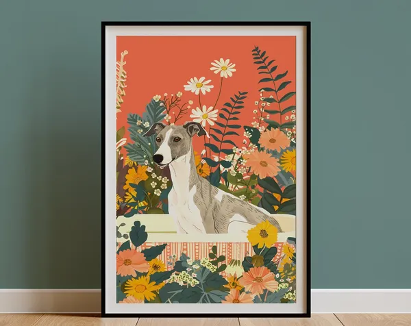 Italian Greyhound Boho Jungle Bathtub Art Print