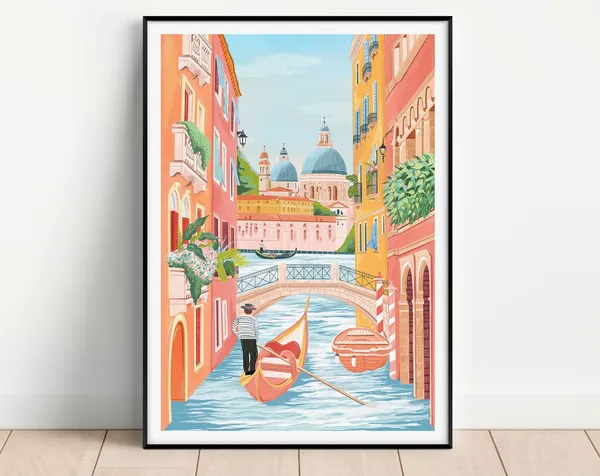 Venice Travel Poster, Venezia Italy Art Print