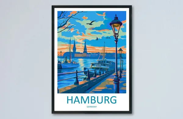 Hamburg Travel Poster, Germany Place Print