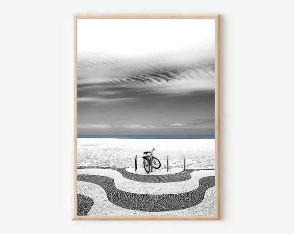 Rio De Janeiro Copacabana Beach Black And White Travel Poster