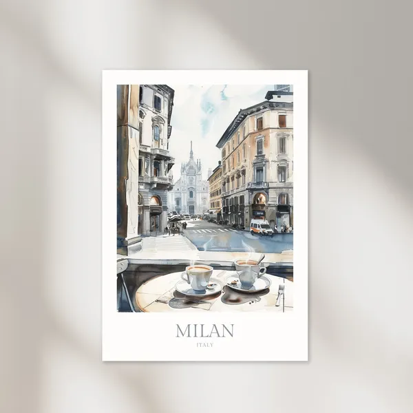 Milan Italy Watercolor Poster, Travel Poster