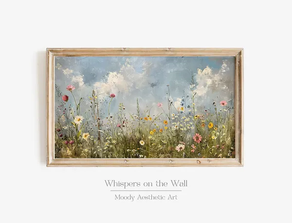 Daydreamer Wildflower Landscape, Spring Farmhouse Art Print