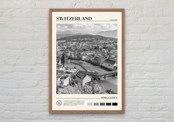 Switzerland Black and White Travel Poster Print