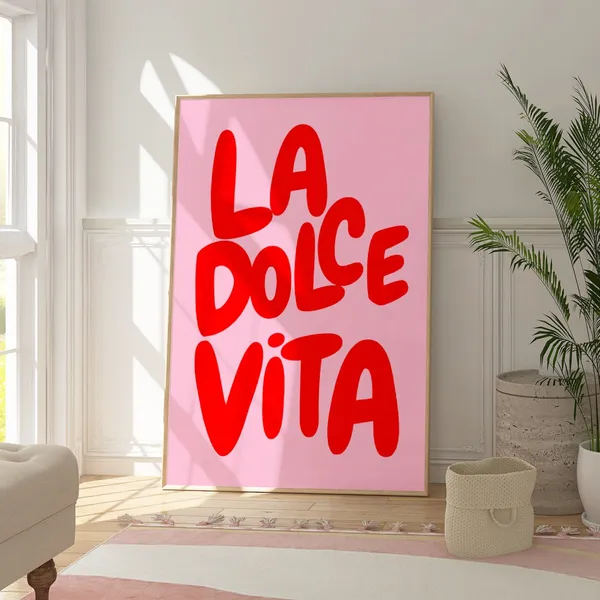 Dolce Vita Italian Phrase Typography Art Print