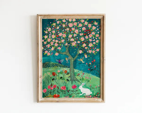 Colorful Spring Illustration Nursery Art Print