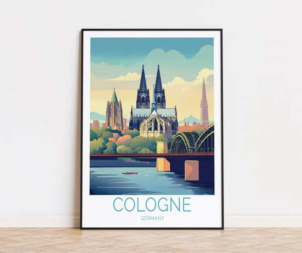 Cologne Germany Travel Poster, Germany Wall Art