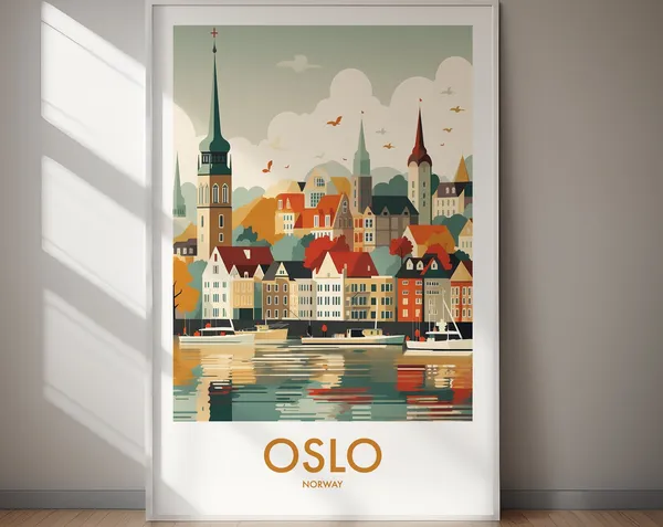 Oslo Travel Poster Art Print, Europe Wall Decor
