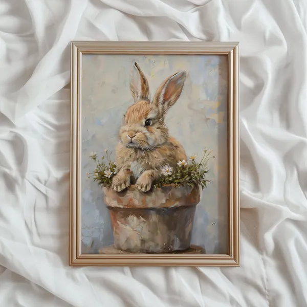 Easter Rabbit in a Flower Pot Art Print