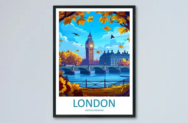 London Travel Poster, England Home Decor