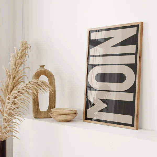 Moin Typography Hello Sign, Minimal Entryway Art Print